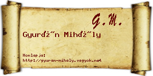 Gyurán Mihály névjegykártya